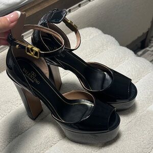 Valentino Glossy Black Platform Heels